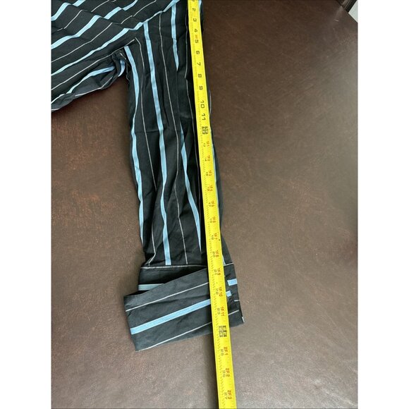 O Shirt Womens Black & Blue Striped Button-Up Shirt Size 14 By Cotton/Polyester - Picture 11 of 12